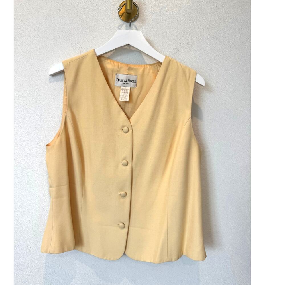 Vintage 90's Danny & Nicole Butter Yellow Button Up Sleeveless Vest Preppy